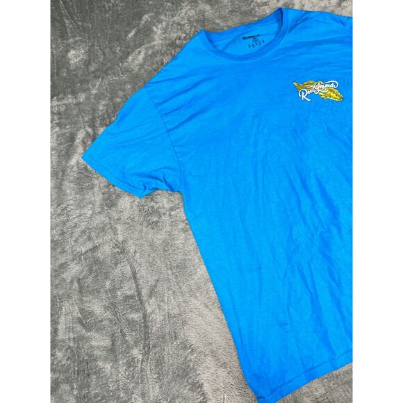 Men's Reel Legends Blue T-Shirt Yellow Fish Logo Performance Crew Neck L Exc - Picture 3 of 10